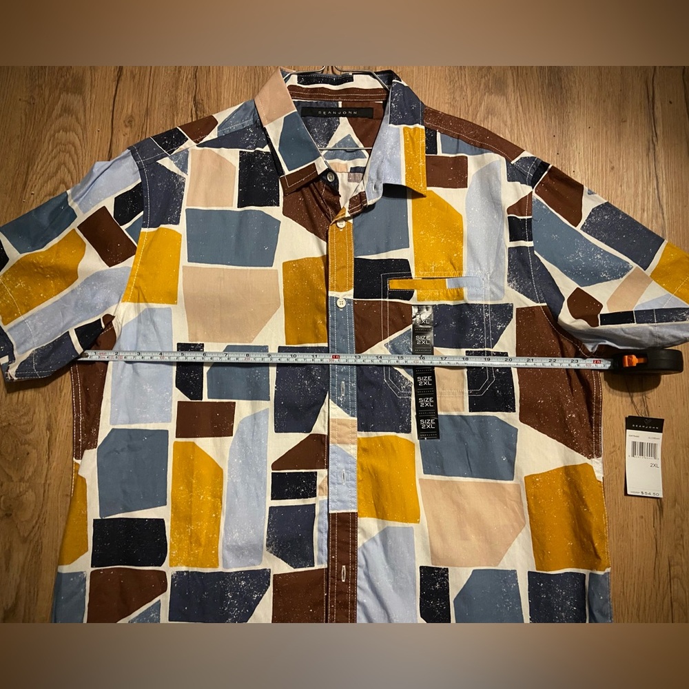NWT Sean John Multicolor Geometric Button-Down 100% cotton, 2XL - Picture 5 of 13